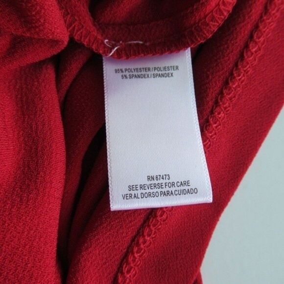 Red Shift Dress with Ruffle Bell Sleeves - Picture 9 of 9